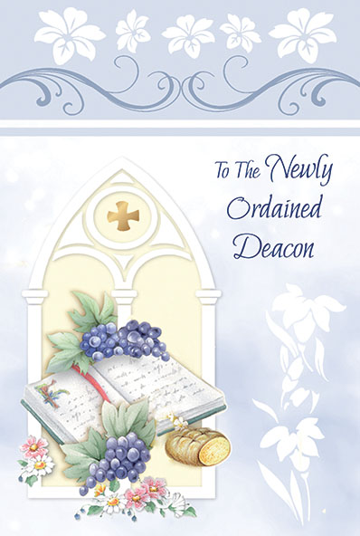 82780 deacon ordination - 4 1/2 x 6 3/4 - Pearl and gold Decoration  & Embossed